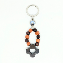 Load image into Gallery viewer, Decade Rosary Wood Keychain