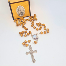 Cargar imagen en el visor de la galería, Olive Wood Rosary in Fatima Apparitions Wooden Keepsake Box