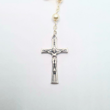 Load image into Gallery viewer, Pearl Rosary with Apparitions of Our Lady of Fatima Medals and Terra of Fatima