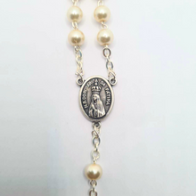 Load image into Gallery viewer, Pearl Rosary with Apparitions of Our Lady of Fatima Medals and Terra of Fatima