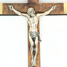 Load image into Gallery viewer, Replica of Sister Lucia's Crucifix – Wooden Cross with Silver Corpus