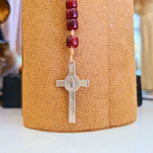 Load image into Gallery viewer, Saint Benedict Wood Decade Rosary