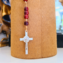 Load image into Gallery viewer, Saint Benedict Wood Decade Rosary