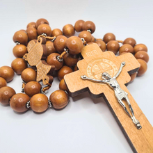 Load image into Gallery viewer, Saint Benedict Wood Wall Rosary