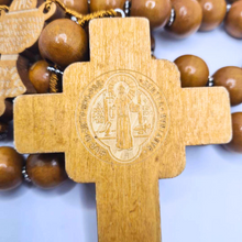 Load image into Gallery viewer, Saint Benedict Wood Wall Rosary