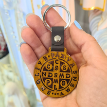 Load image into Gallery viewer, Saint Benedict Wooden Keychain