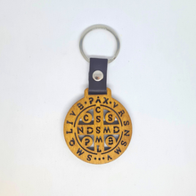 Load image into Gallery viewer, Saint Benedict Wooden Keychain