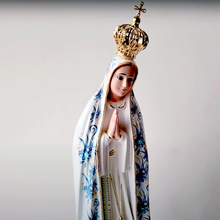 Load image into Gallery viewer, Our Lady of Fatima - Blue Flowers - Crystal eyes - 11.8'' | 30cm