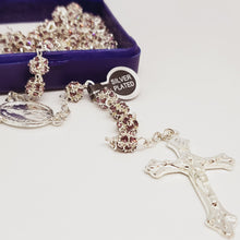 Load image into Gallery viewer, Premium Silver Medal of Fatima Rosary - Pink