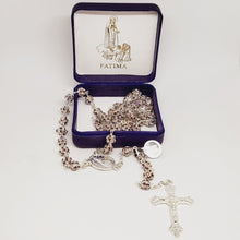 Load image into Gallery viewer, Premium Silver Medal of Fatima Rosary - Pink