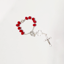 Load image into Gallery viewer, Red Crystal Decade Rosary Bracelet