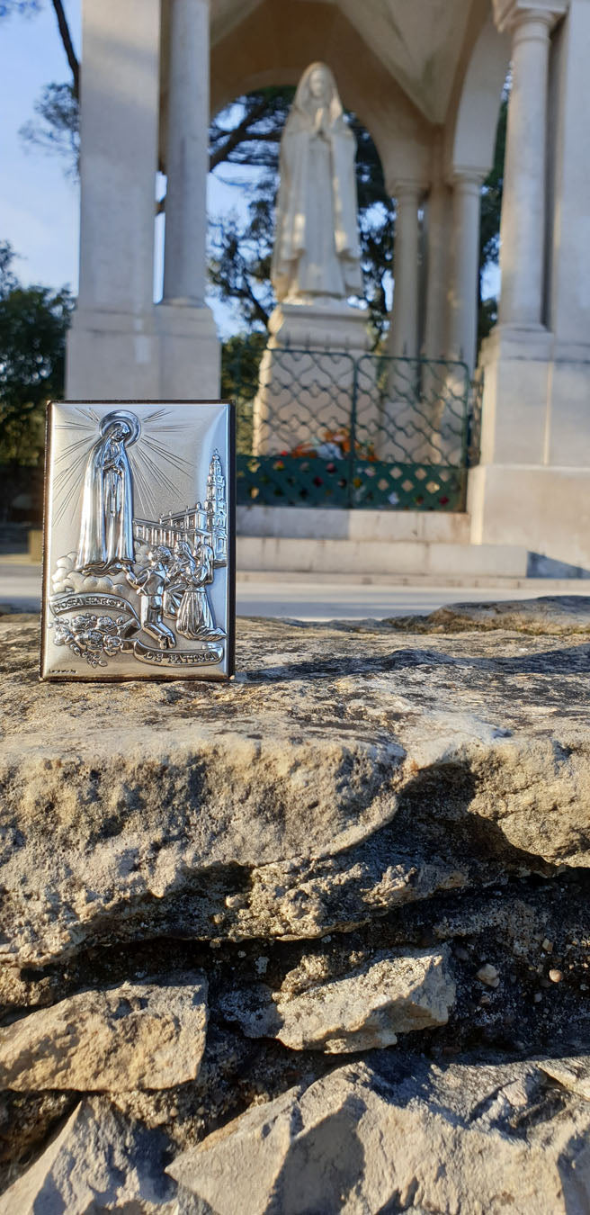 Our Lady of Fatima Silver Plaque - 3.54 inch | 9cm