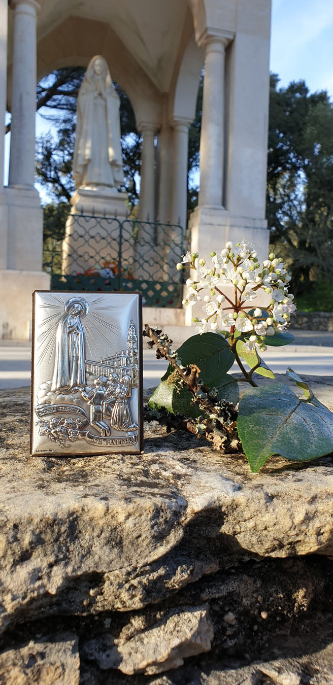 Our Lady of Fatima Silver Plaque - 3.54 inch | 9cm