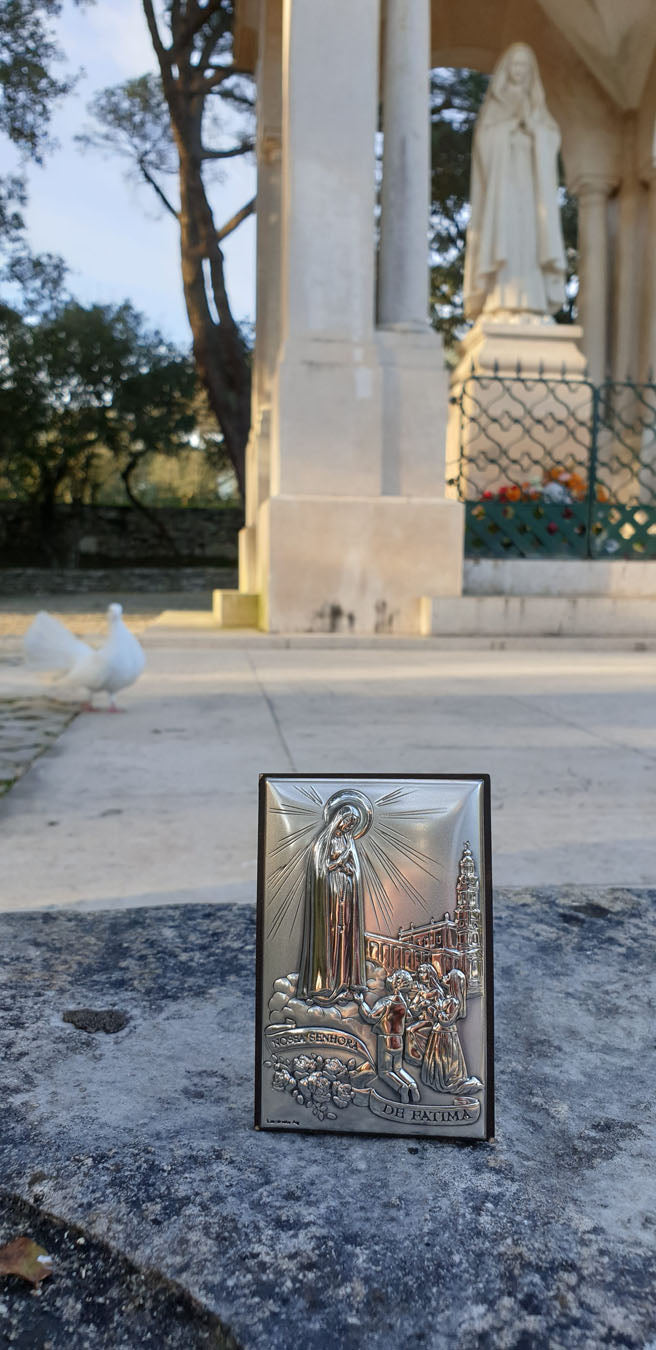 Our Lady of Fatima Silver Plaque - 3.54 inch | 9cm