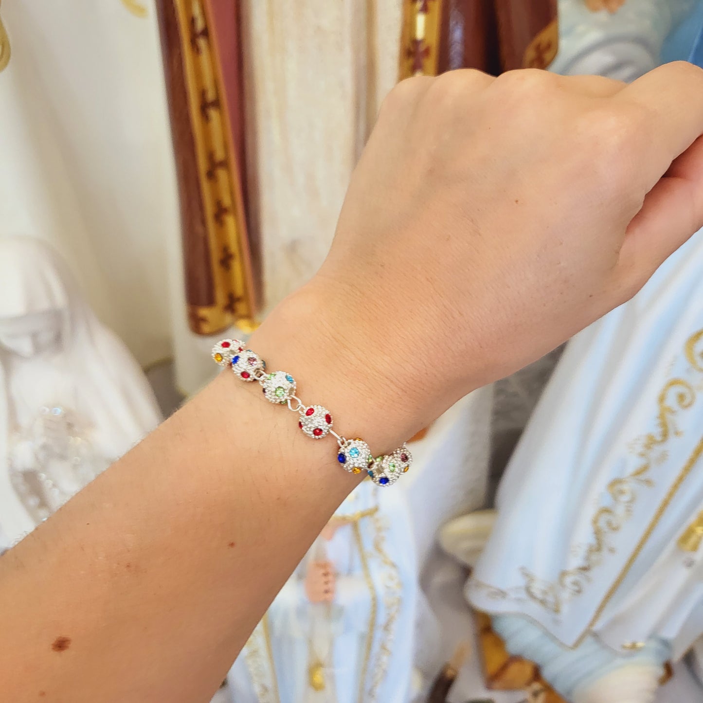 Pulseira de Rosário de Década de Cristais
