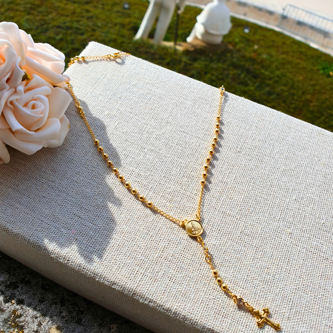 Gold Veneer Rosary Necklace