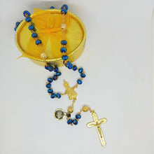 Load image into Gallery viewer, Blue Crystal and Gold Rosary
