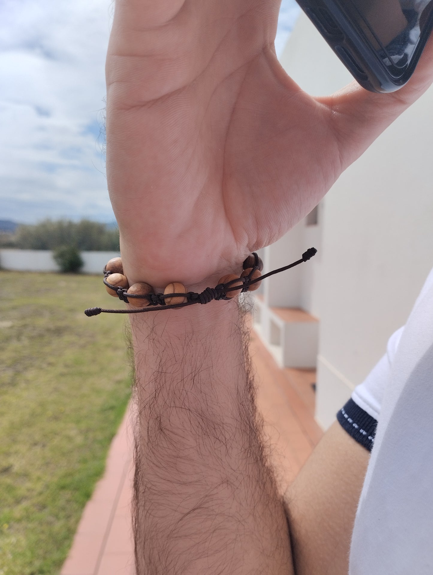 Olive Wood Decade Cross Bracelet