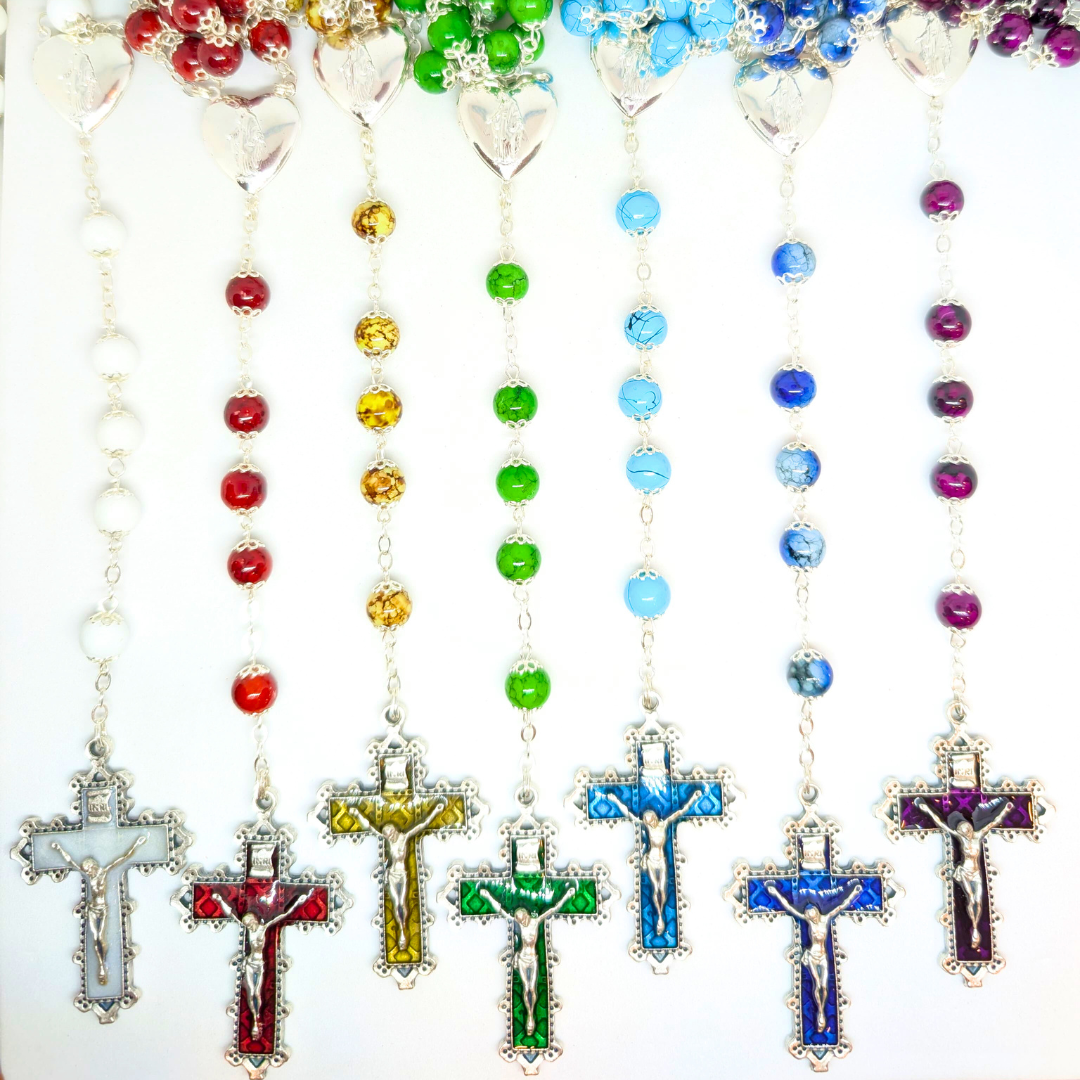 Our Lady Heart White Rosary