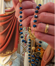 Load image into Gallery viewer, Blue Crystal and Gold Rosary
