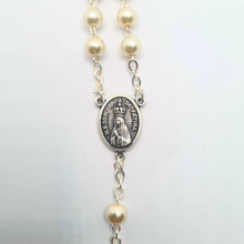 Load image into Gallery viewer, Pearl Rosary with Apparitions of Our Lady of Fatima Medals and Terra of Fatima
