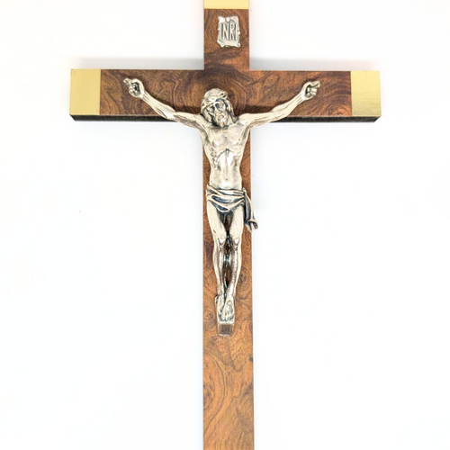 Replica of Sister Lucia's Crucifix – Wooden Cross with Silver Corpus