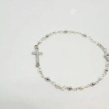 Load and play video in Gallery viewer, Silver Cross Bracelet with Zirconia [925 Silver]
