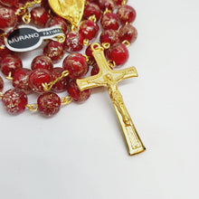 Load image into Gallery viewer, Apparitions Centennial Red &amp; Gold Murano Rosary
