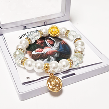 Load image into Gallery viewer, Holy Family Golden Blue Bracelet
