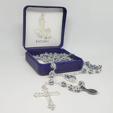 Load image into Gallery viewer, Premium Silver Medal of Fatima Rosary - Blue
