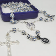 Load image into Gallery viewer, Premium Silver Medal of Fatima Rosary - Blue
