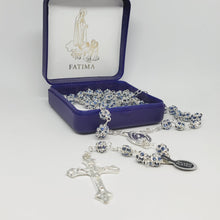 Load image into Gallery viewer, Premium Silver Medal of Fatima Rosary - Blue
