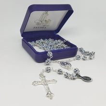 Load image into Gallery viewer, Premium Silver Medal of Fatima Rosary - Blue
