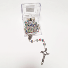 Load image into Gallery viewer, Premium Silver with Colored Crystals Rosary of Fatima
