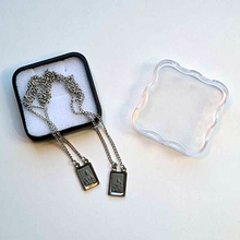 Load image into Gallery viewer, Silver Scapular - Our Lady of Mount Carmel and Sacred Heart of Jesus
